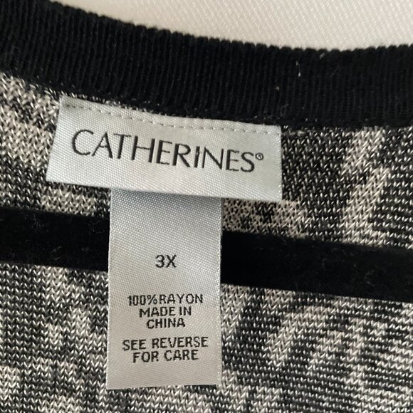 Catherines Womens Black Jacquard Knit Open Front Topper Vest Cardigan Size 3X - Picture 4 of 8